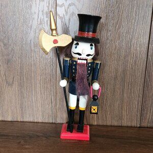 Vintage Classic Black Soldier Nutcracker Christmas Wooden Holiday Decor N25